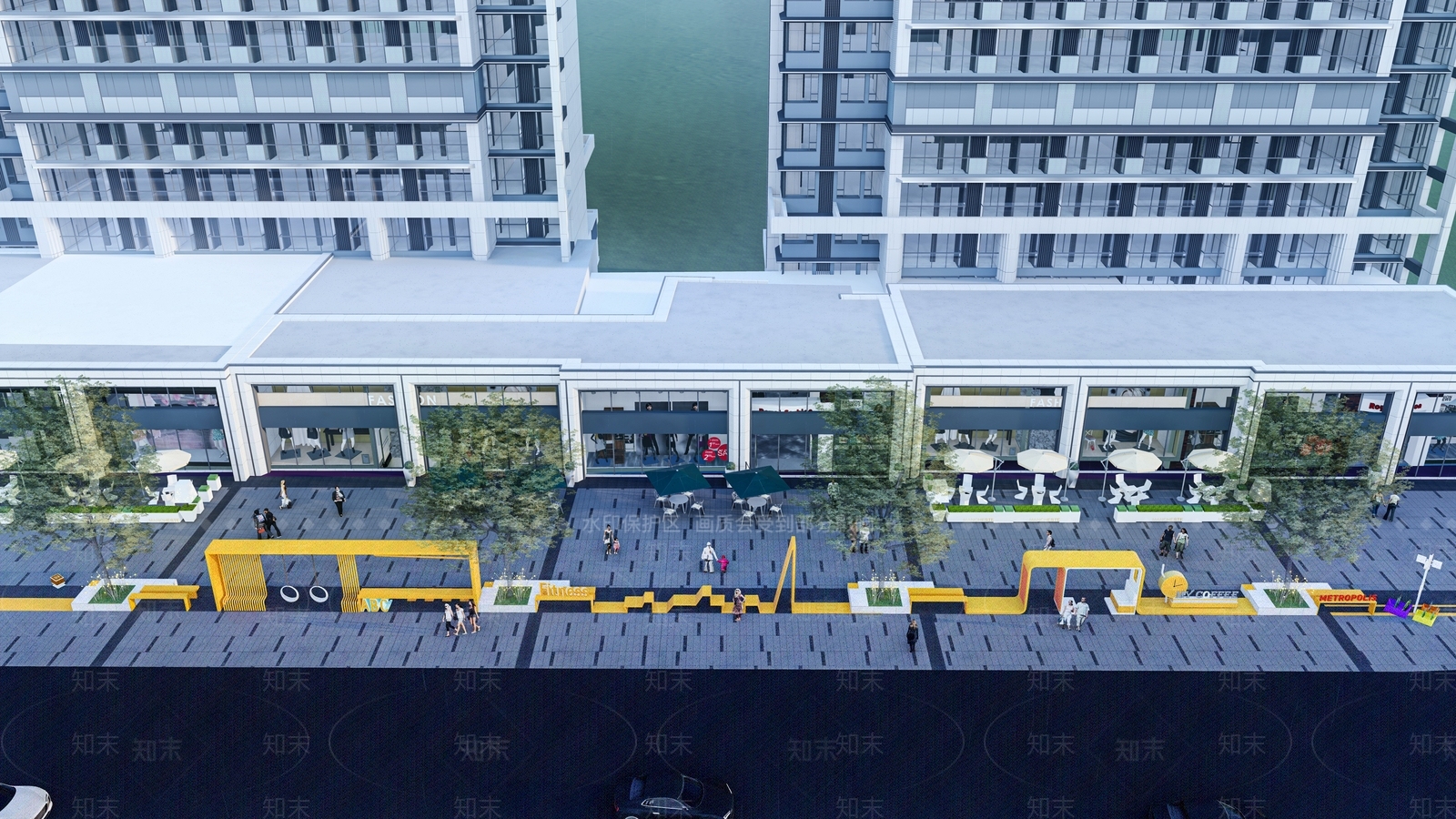 现代商业街SU模型下载【ID:1120677126】
