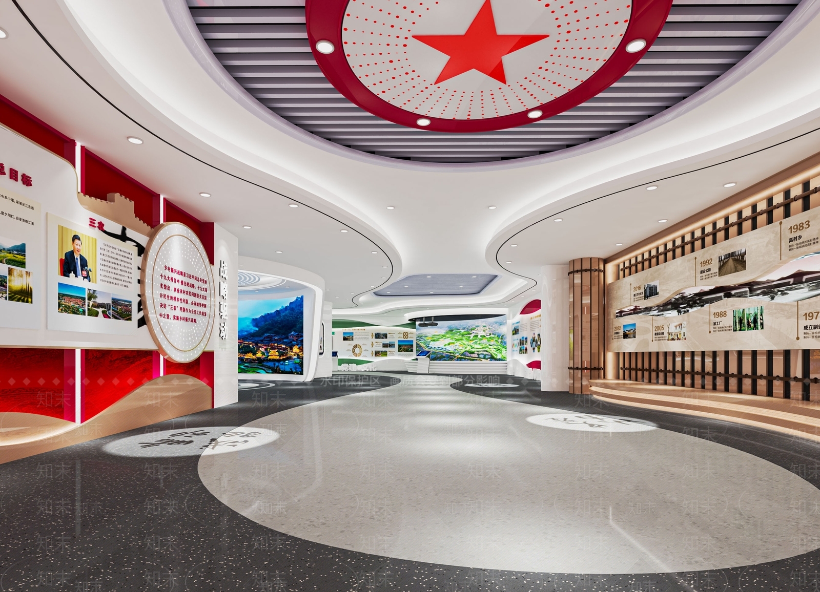 现代党建文化展厅SU模型下载【ID:1120680789】
