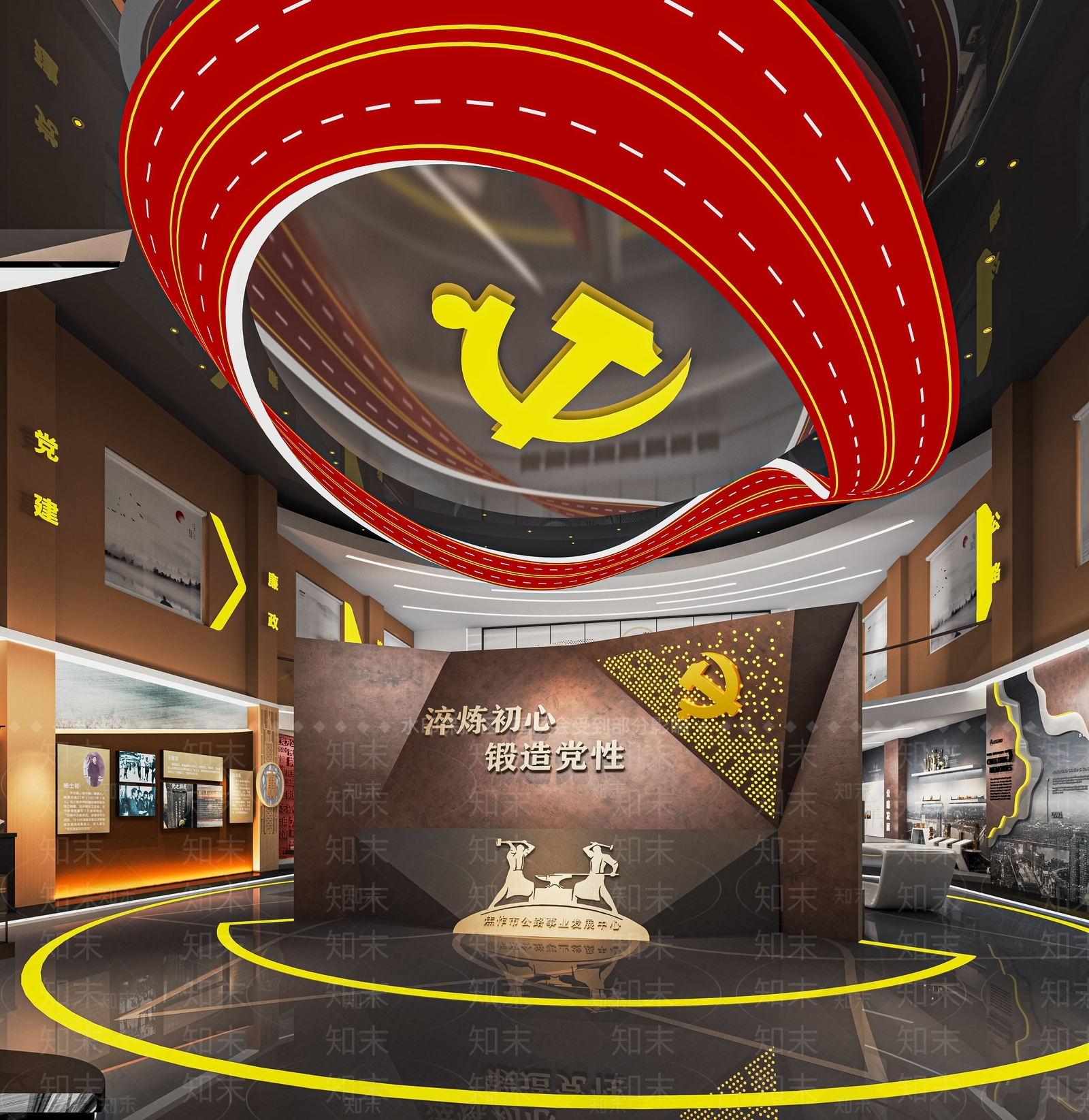 现代红色思政党建文化展厅SU模型下载【ID:1120680842】