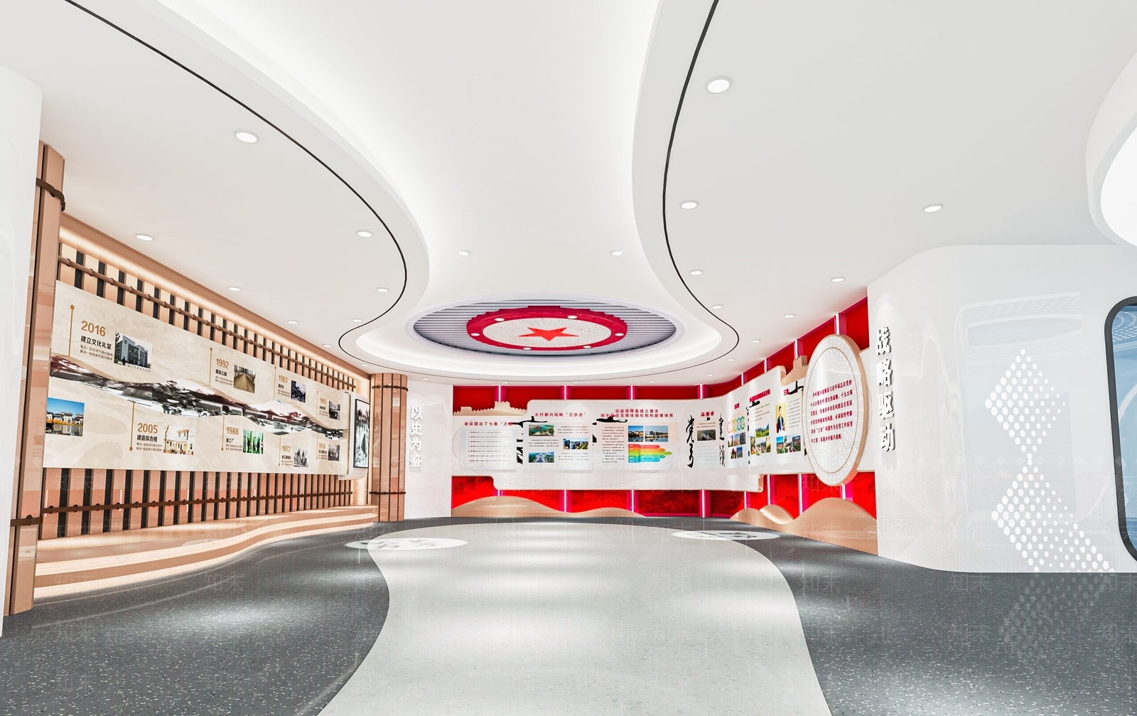 现代党建文化展厅SU模型下载【ID:1120682703】