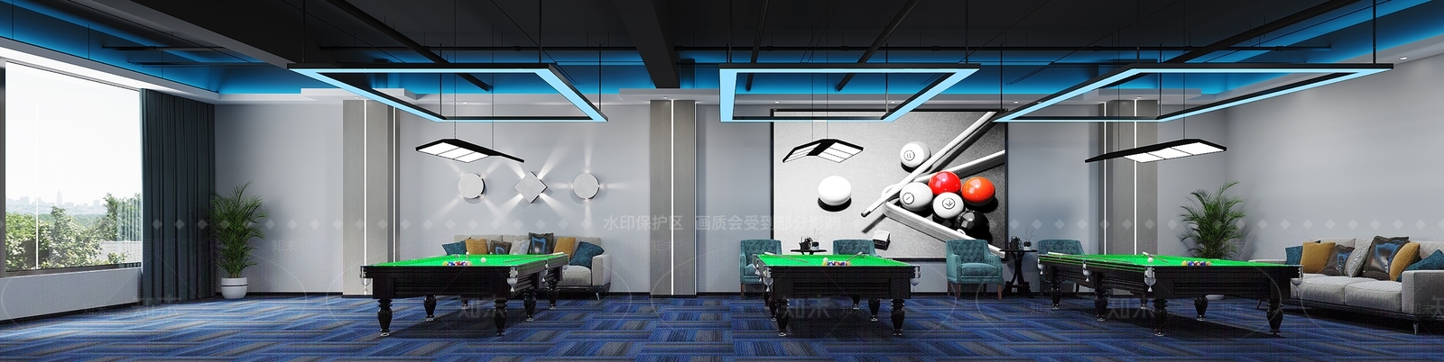 现代台球室3D模型下载【ID:1120707258】