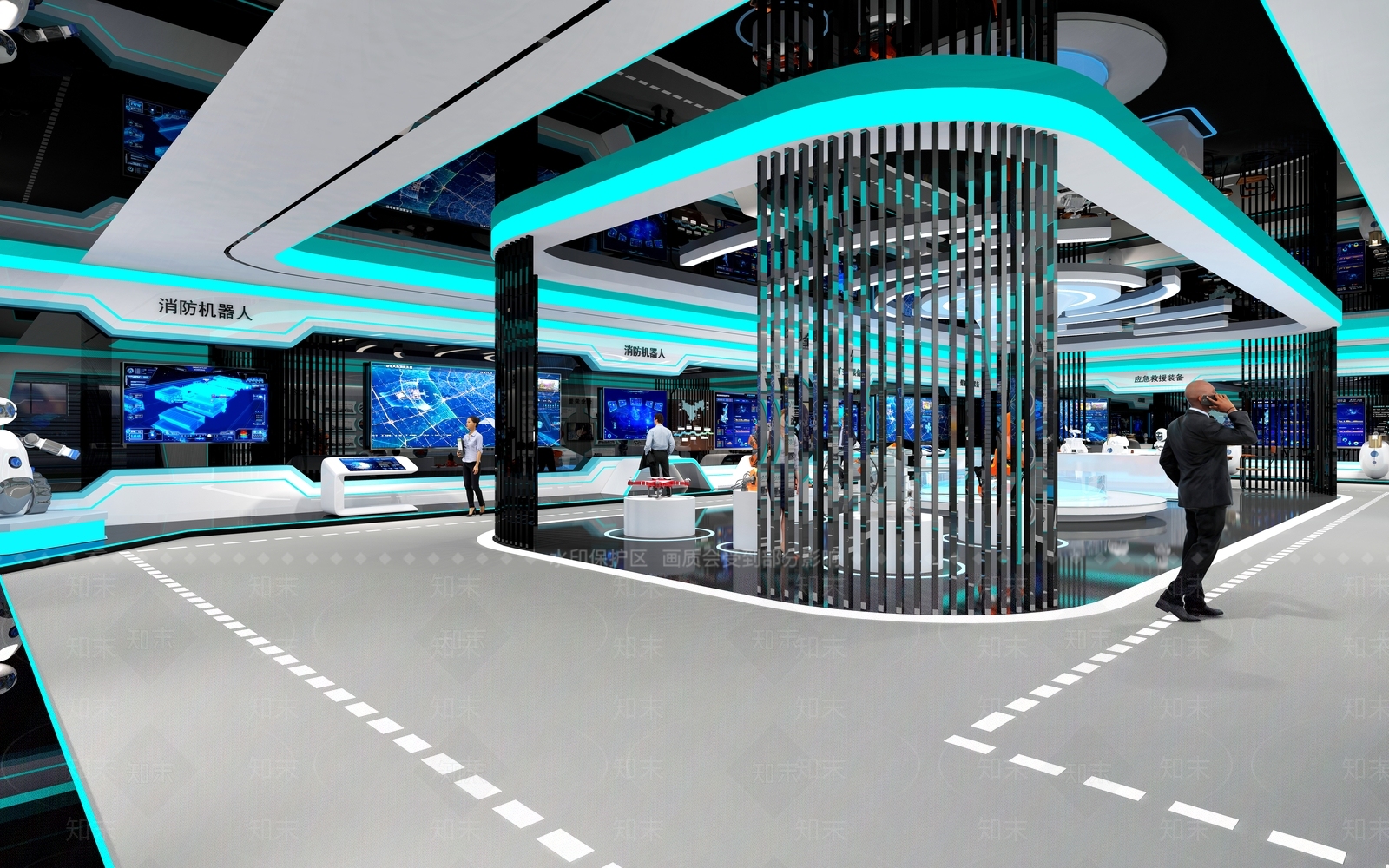 现代科技智能灯光展厅3D模型下载【ID:1120934814】