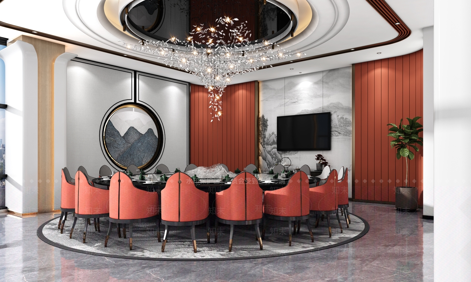 新中式餐饮包间3D模型下载【ID:1120726620】_知末3d模型网