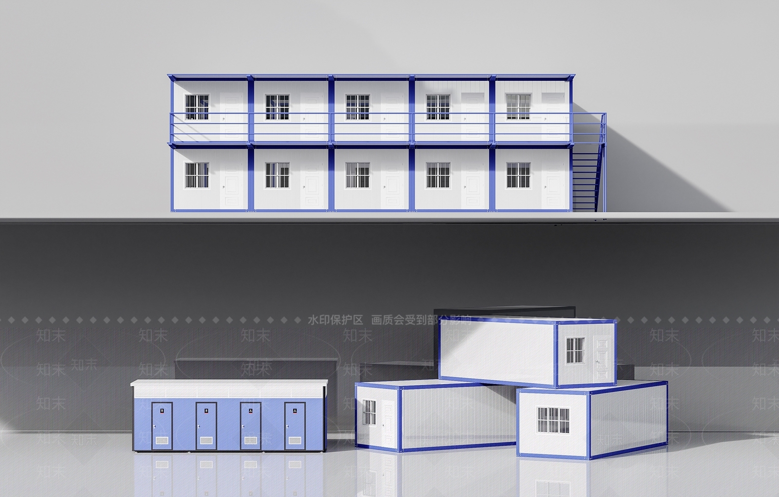 工地移动板房SU模型下载【ID:1120727594】