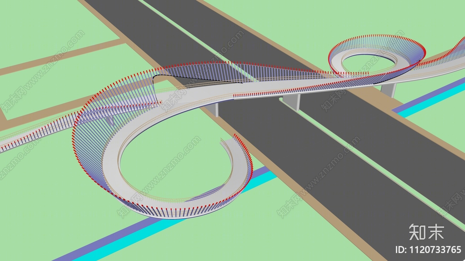 现代景观桥SU模型下载【ID:1120733765】