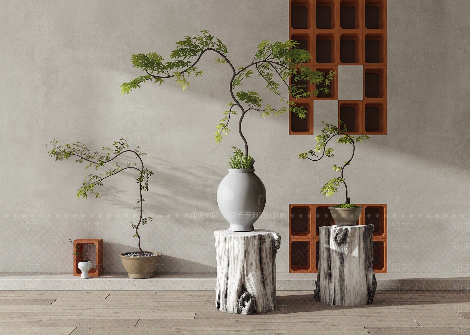 枫树绿植组合3D模型下载【ID:1120734287】