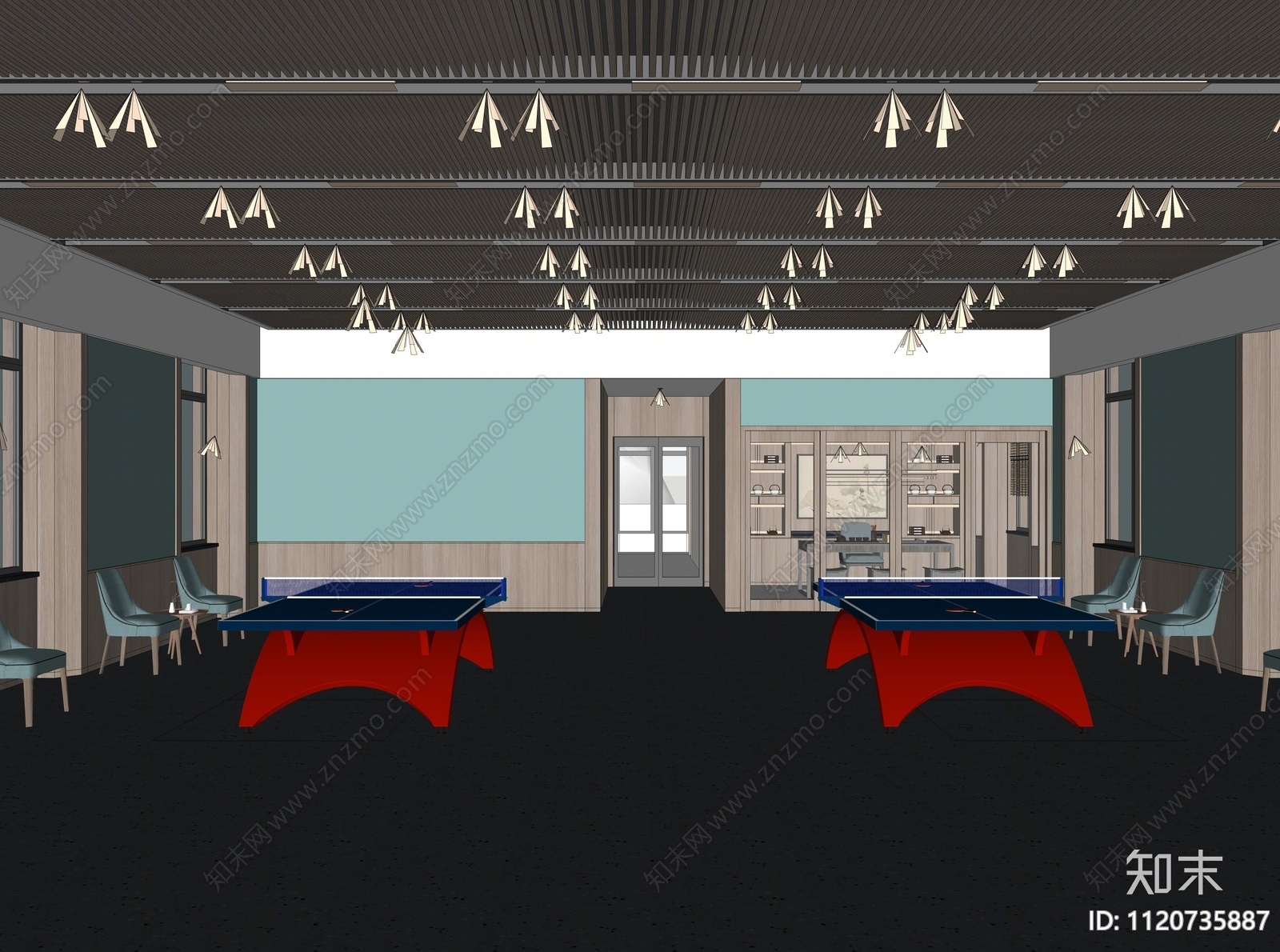 现代乒乓球馆SU模型下载【ID:1120735887】