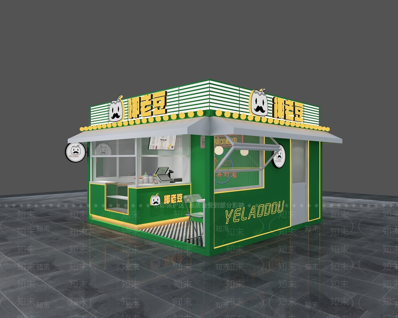 工业风集装箱奶茶店3D模型下载【ID:1120743730】