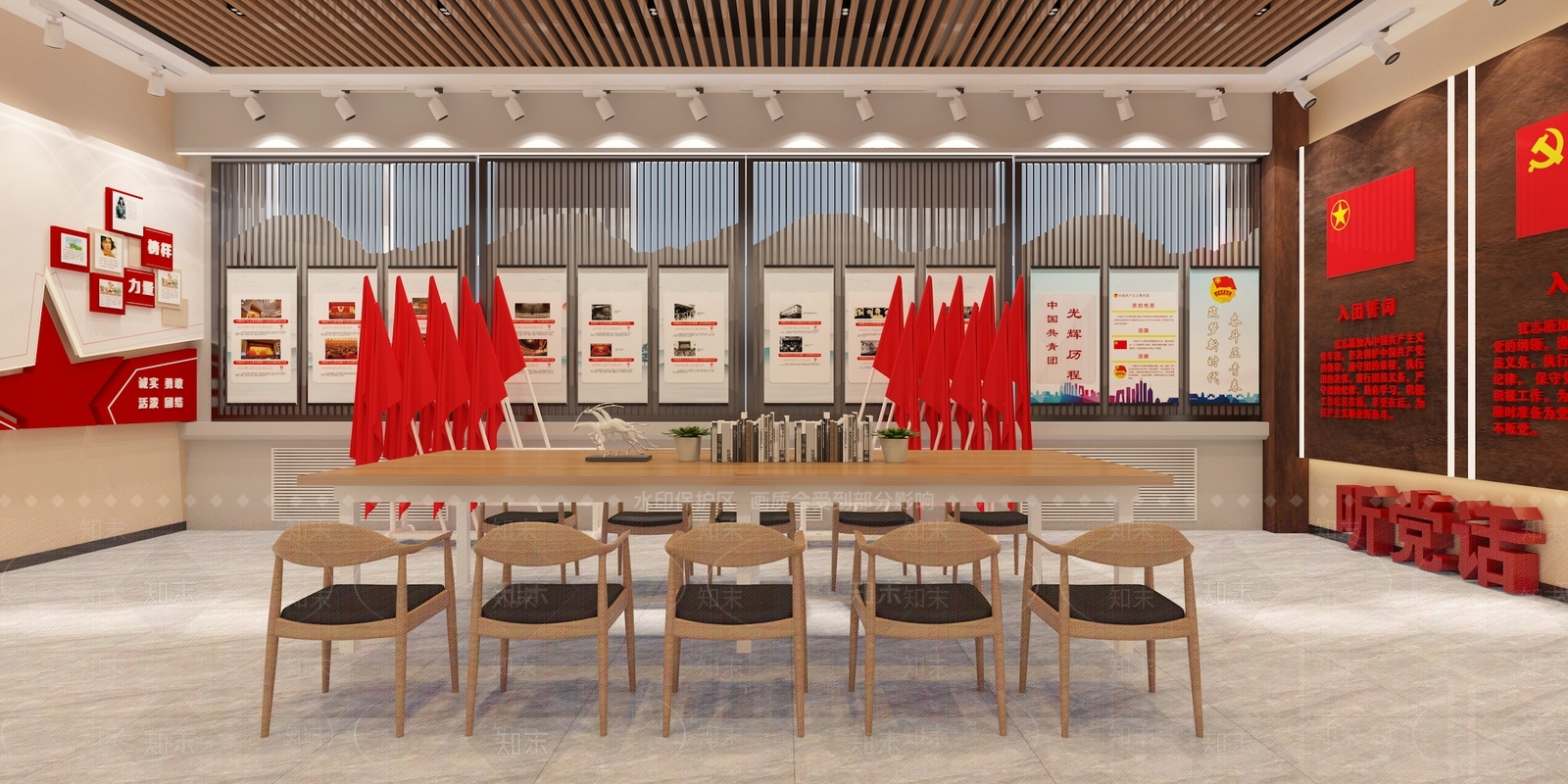 现代党建文化墙3D模型下载【ID:1120749382】