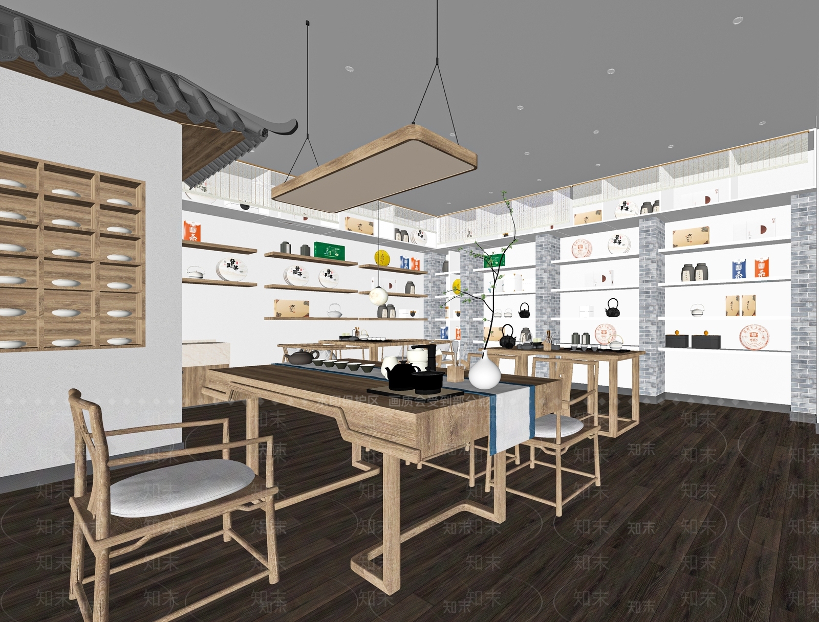 新中式茶叶店SU模型下载【ID:1120754496】