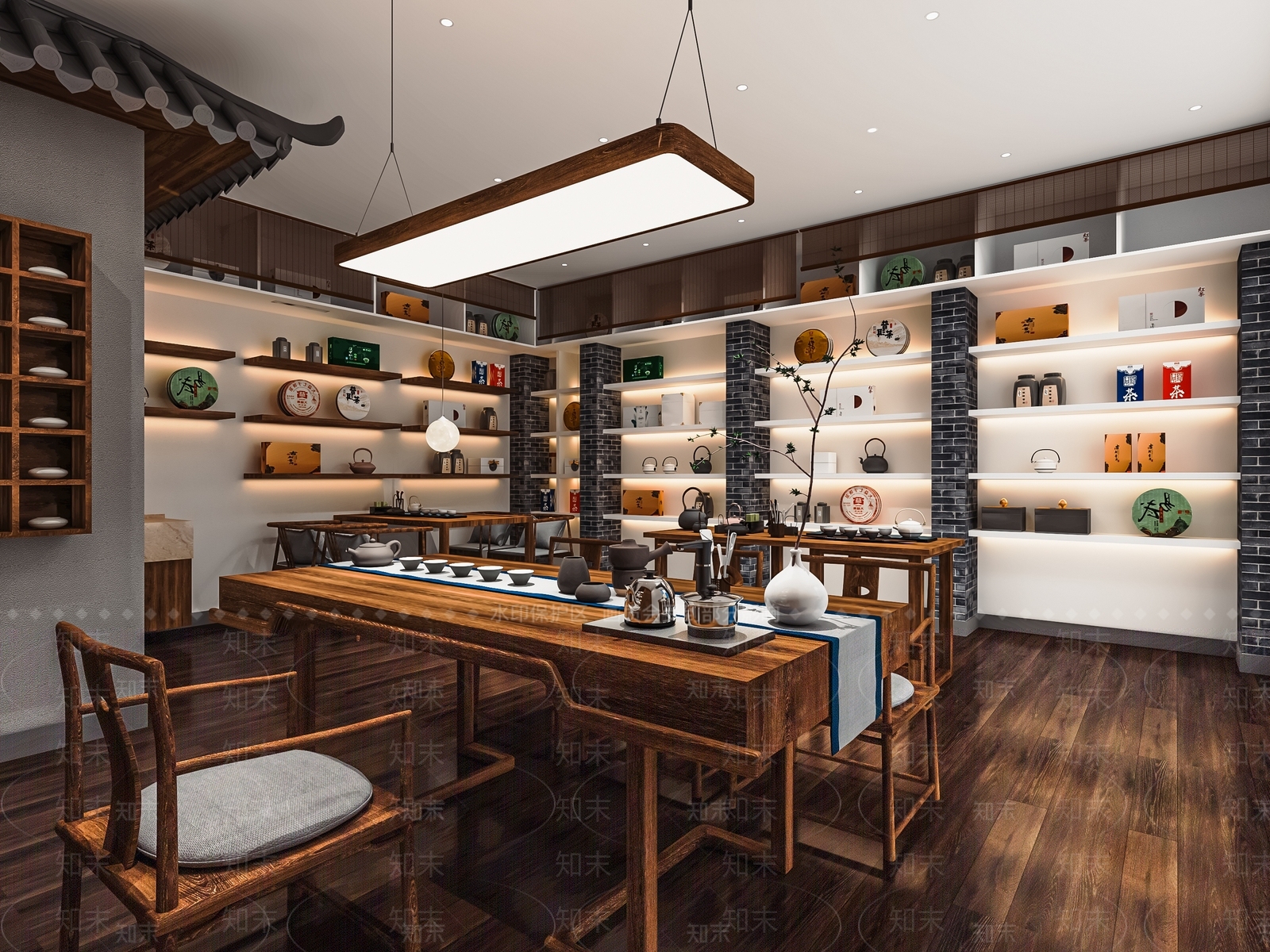 新中式茶叶店SU模型下载【ID:1120754496】