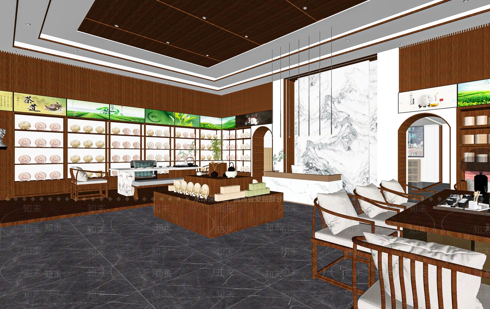 新中式茶叶店SU模型下载【ID:1120757785】