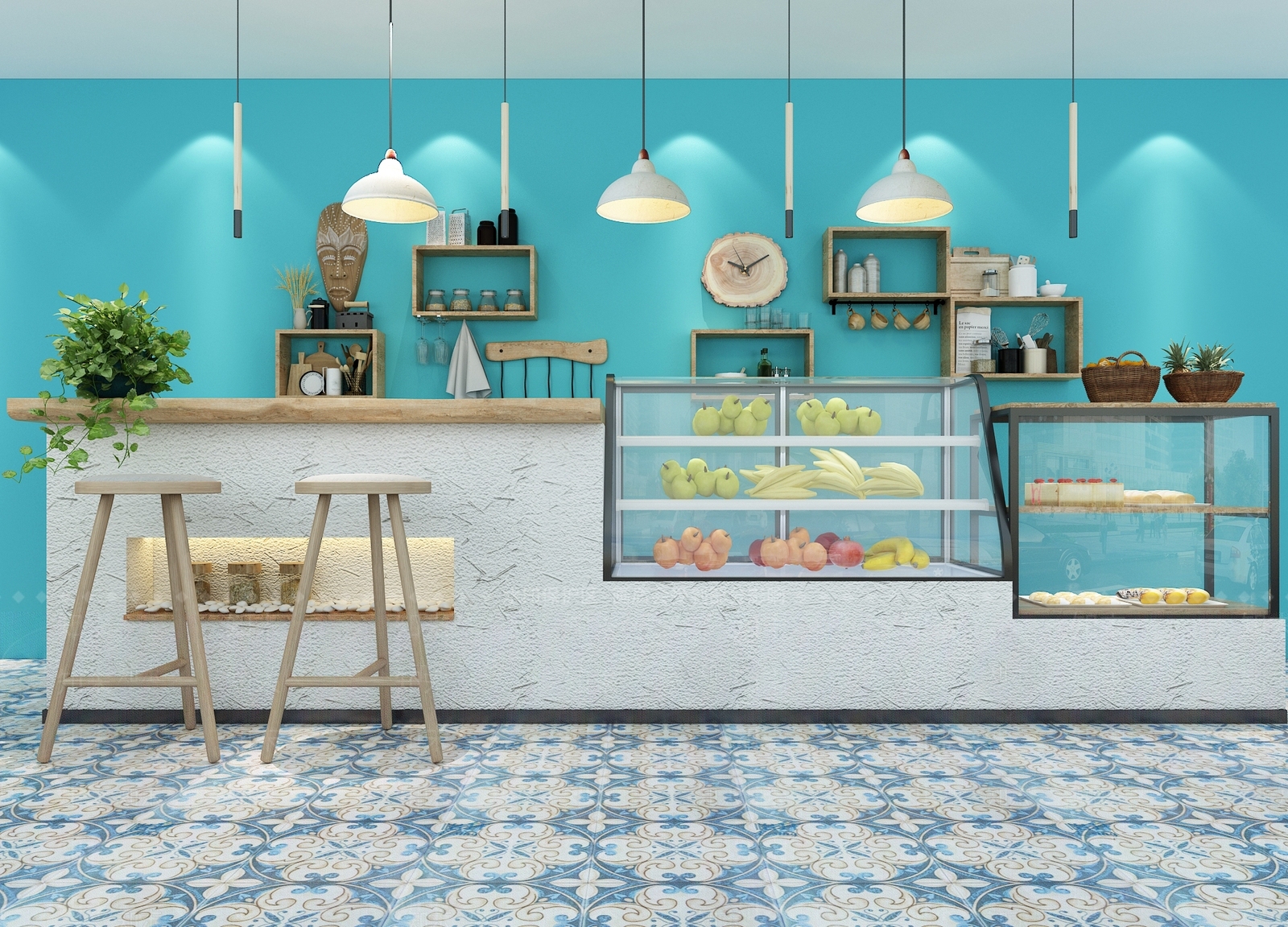 地中海咖啡店吧台3D模型下载【ID:1120760278】