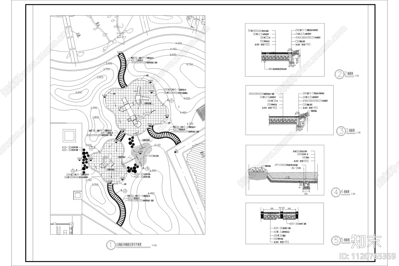儿童活动场区景观设计施工图cad施工图下载【ID:1120765359】