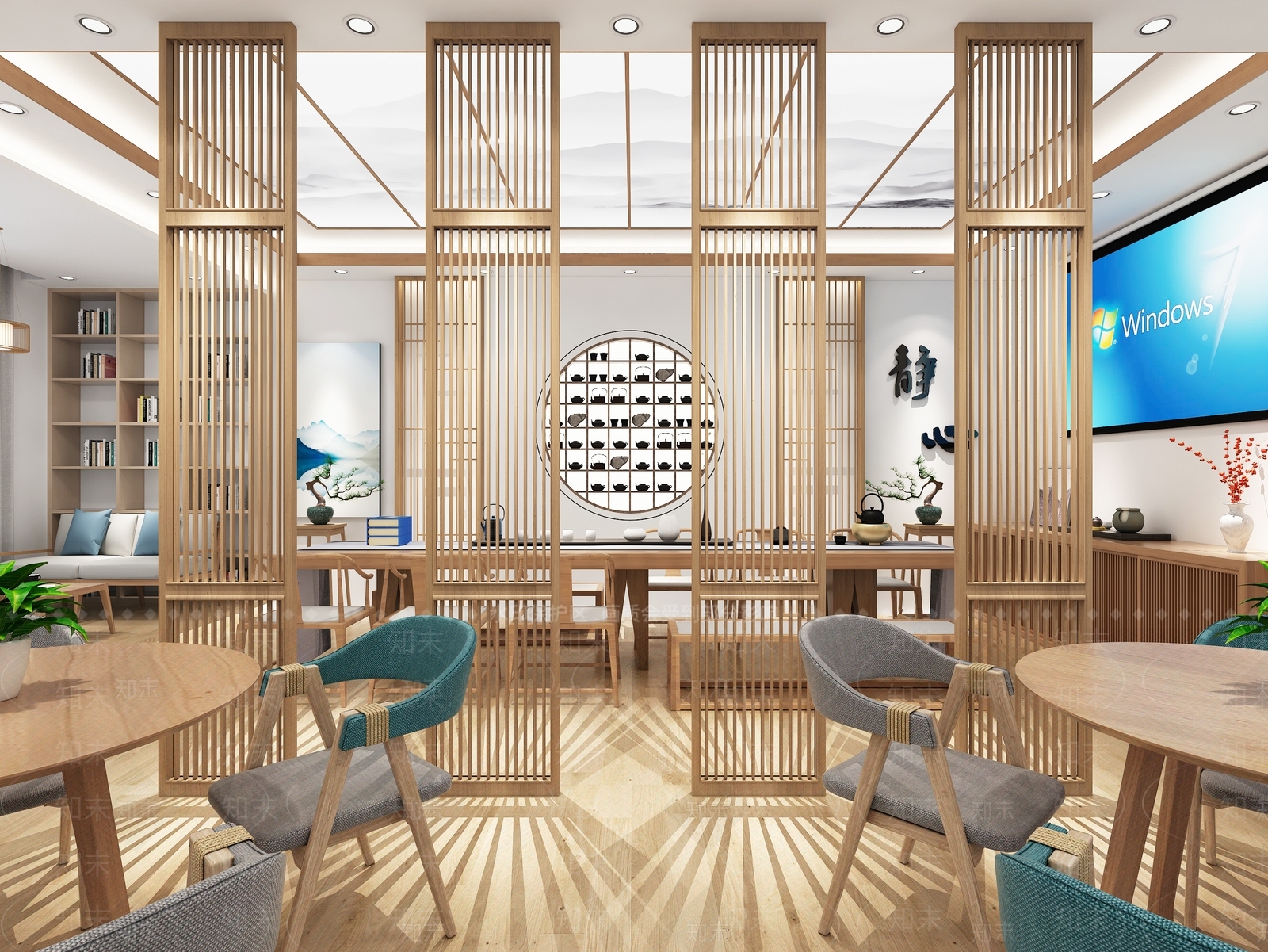 新中式图书馆3D模型下载【ID:1120800498】_知末3d模型网