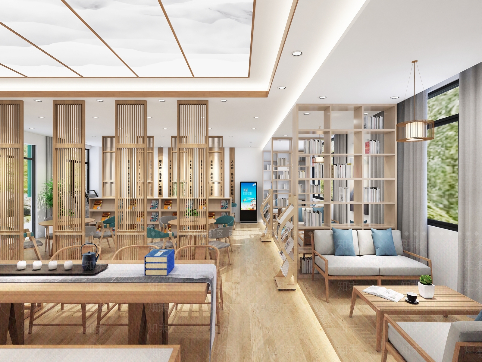 新中式图书馆3D模型下载【ID:1120800498】_知末3d模型网