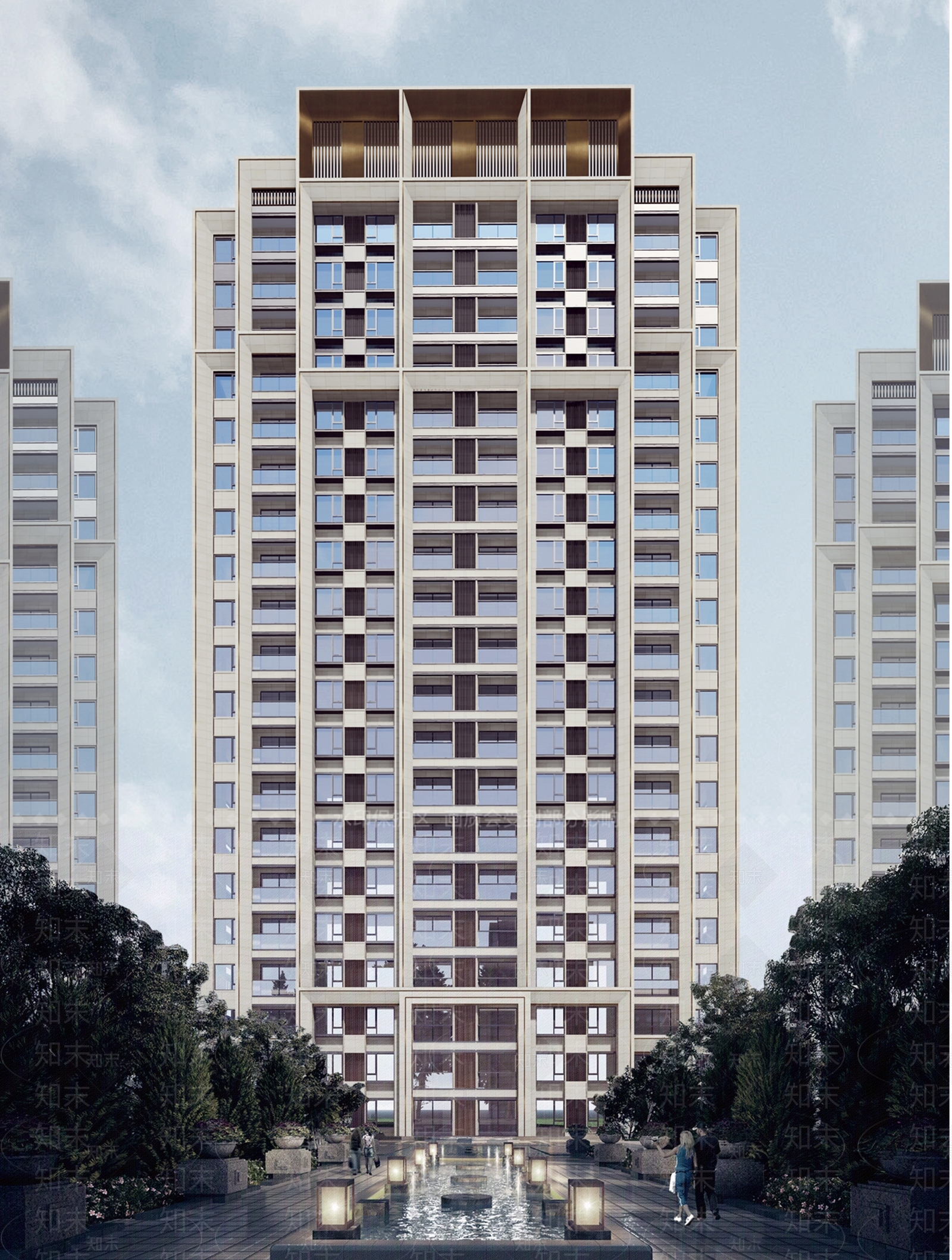现代风格高层住宅楼SU模型下载【ID:1120800929】