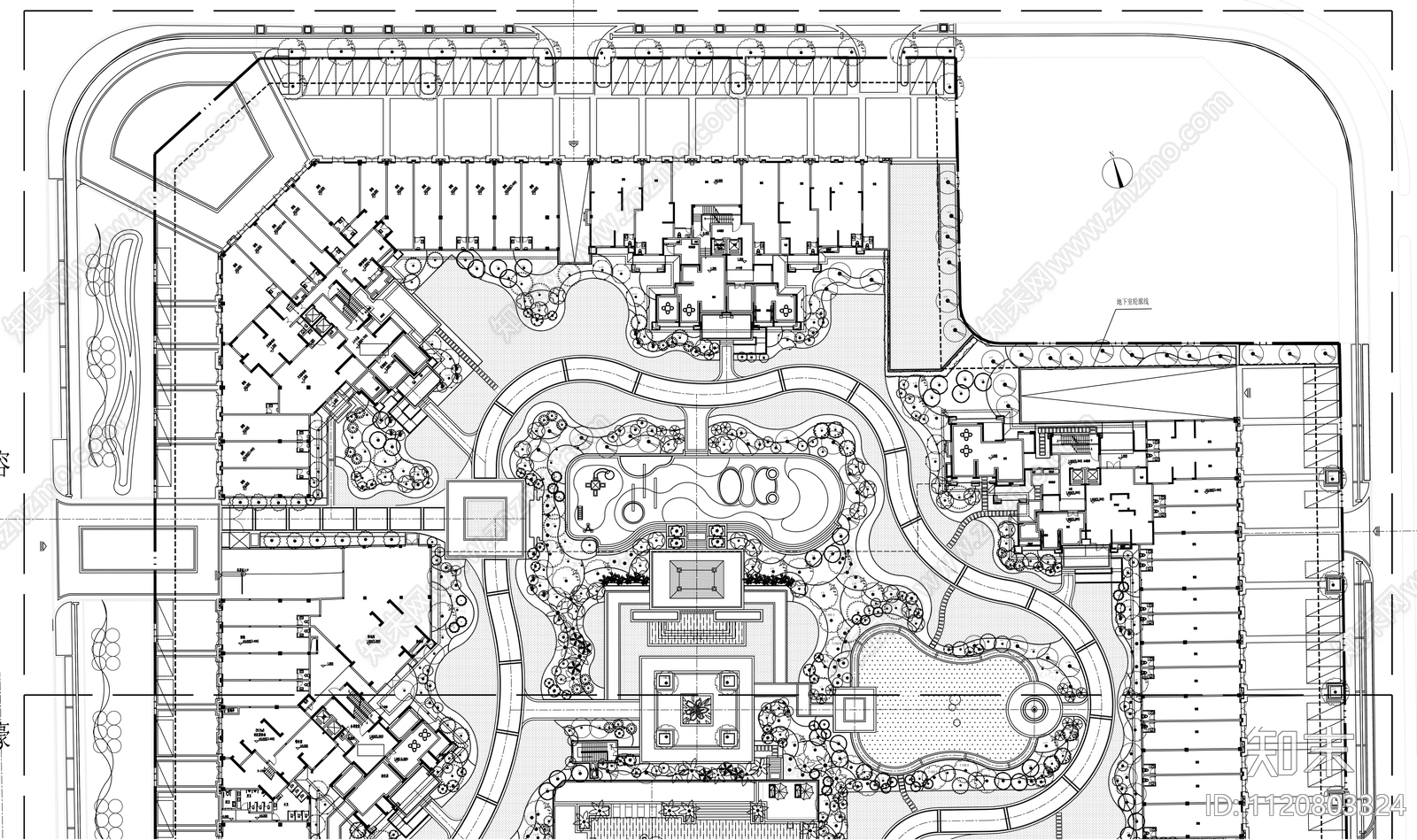 南方居住区景观绿化平面图施工图下载【ID:1120803324】