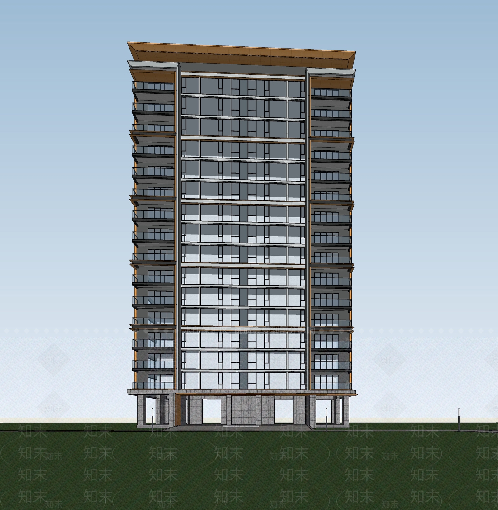 现代高层住宅SU模型下载【ID:1120804019】