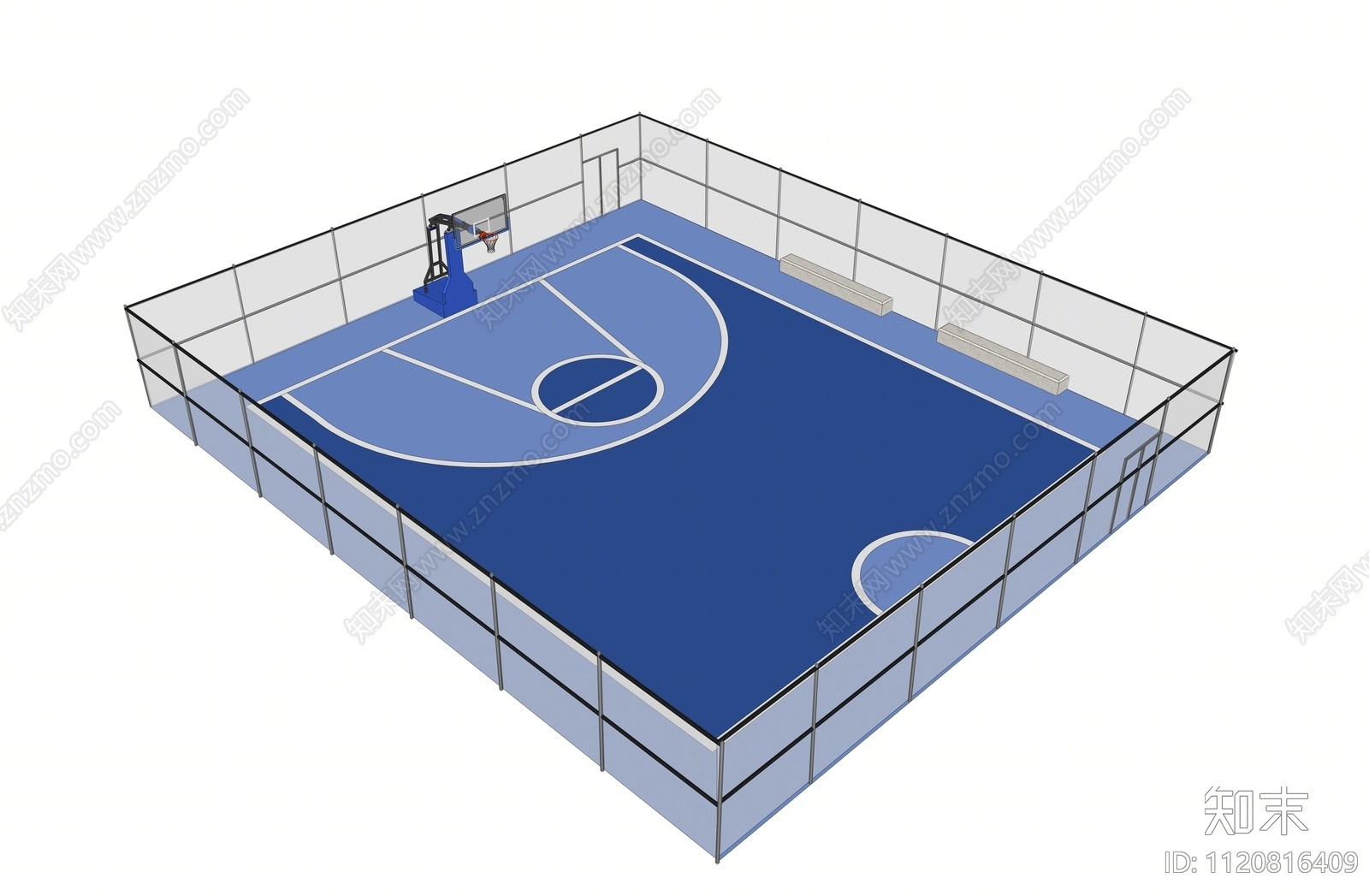 现代篮球半场SU模型下载【ID:1120816409】