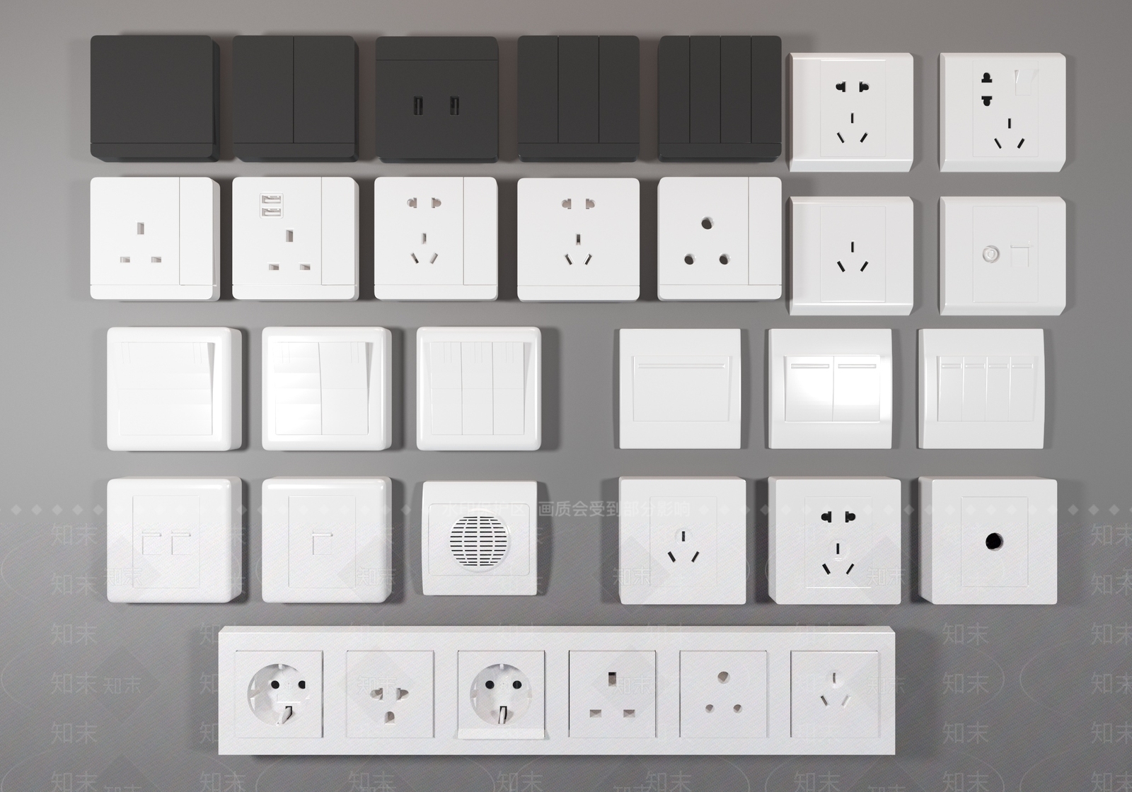 开关面板3D模型下载【ID:1120821151】