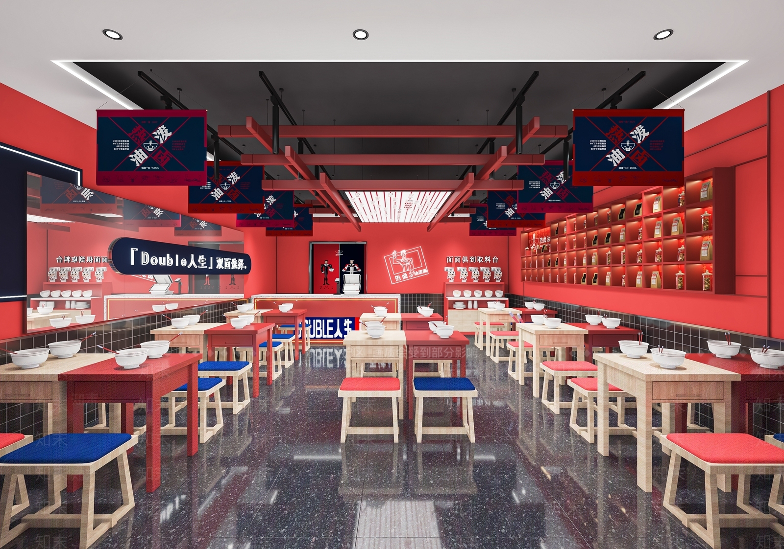 现代国潮快餐店SU模型下载【ID:1120859137】
