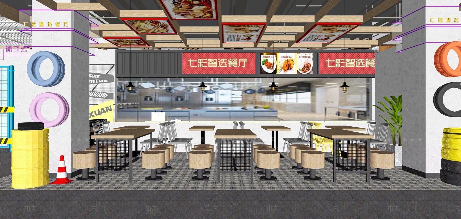 现代快餐店SU模型下载【ID:1120861787】