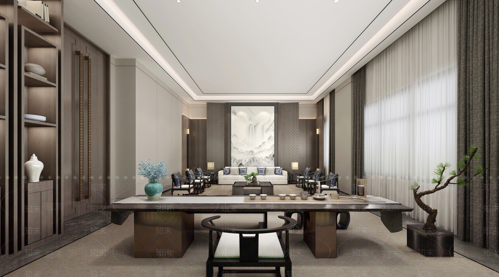 新中式茶室3D模型下载【ID:1120863953】