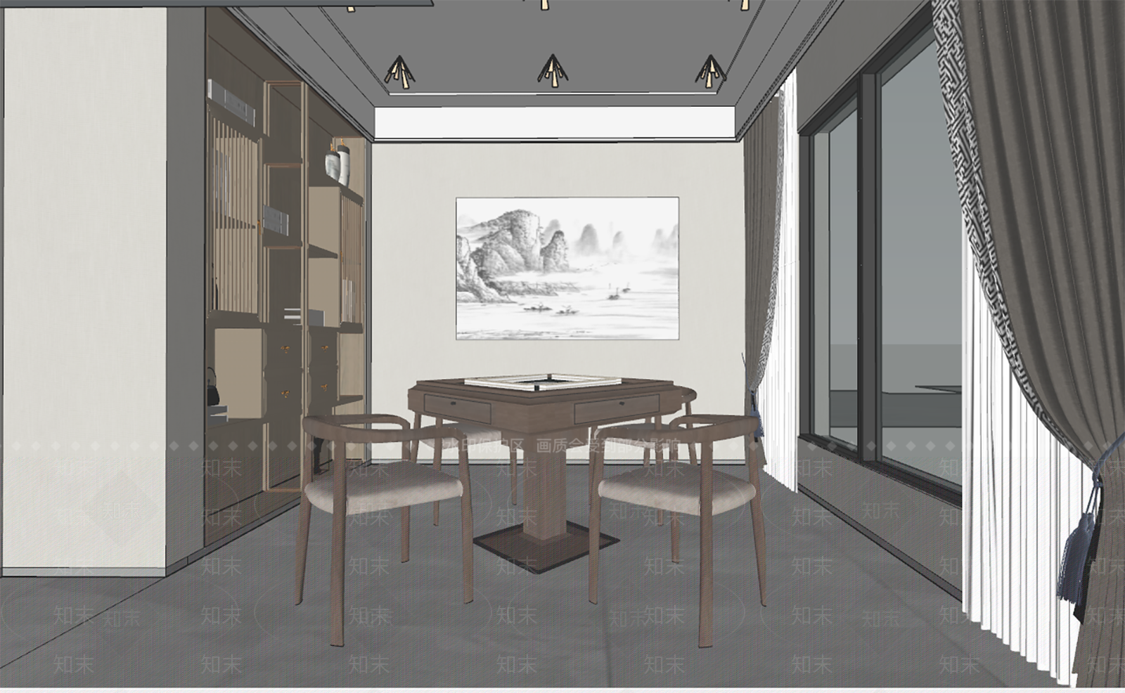 新中式棋牌桌SU模型下载【ID:1120872700】