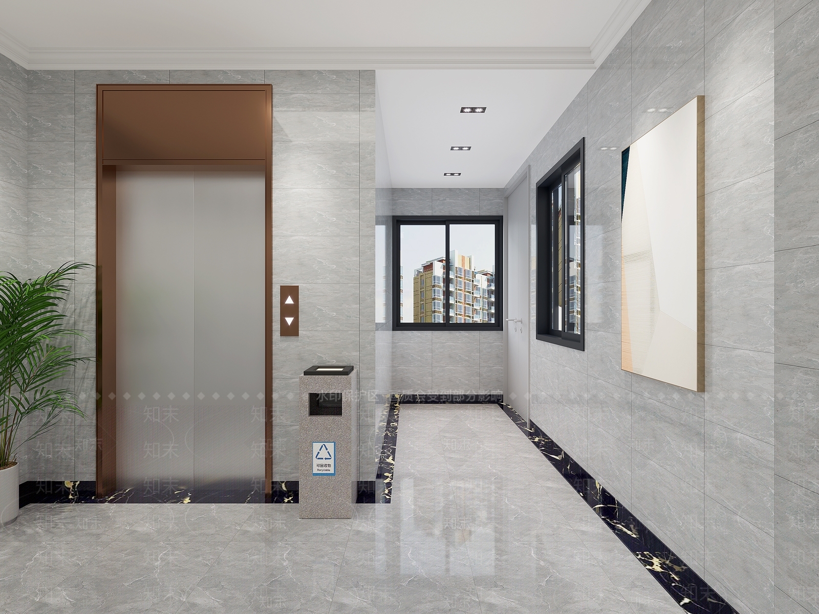 现代电梯厅3D模型下载【ID:1120877329】