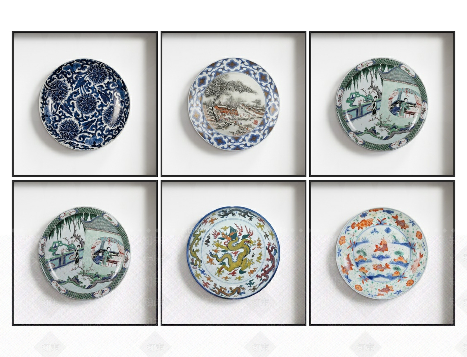 新中式龙图腾古典风景装饰画SU模型下载【ID:1120884635】