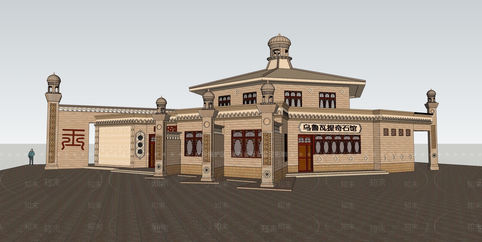伊斯兰奇石馆建筑SU模型下载【ID:1120884751】
