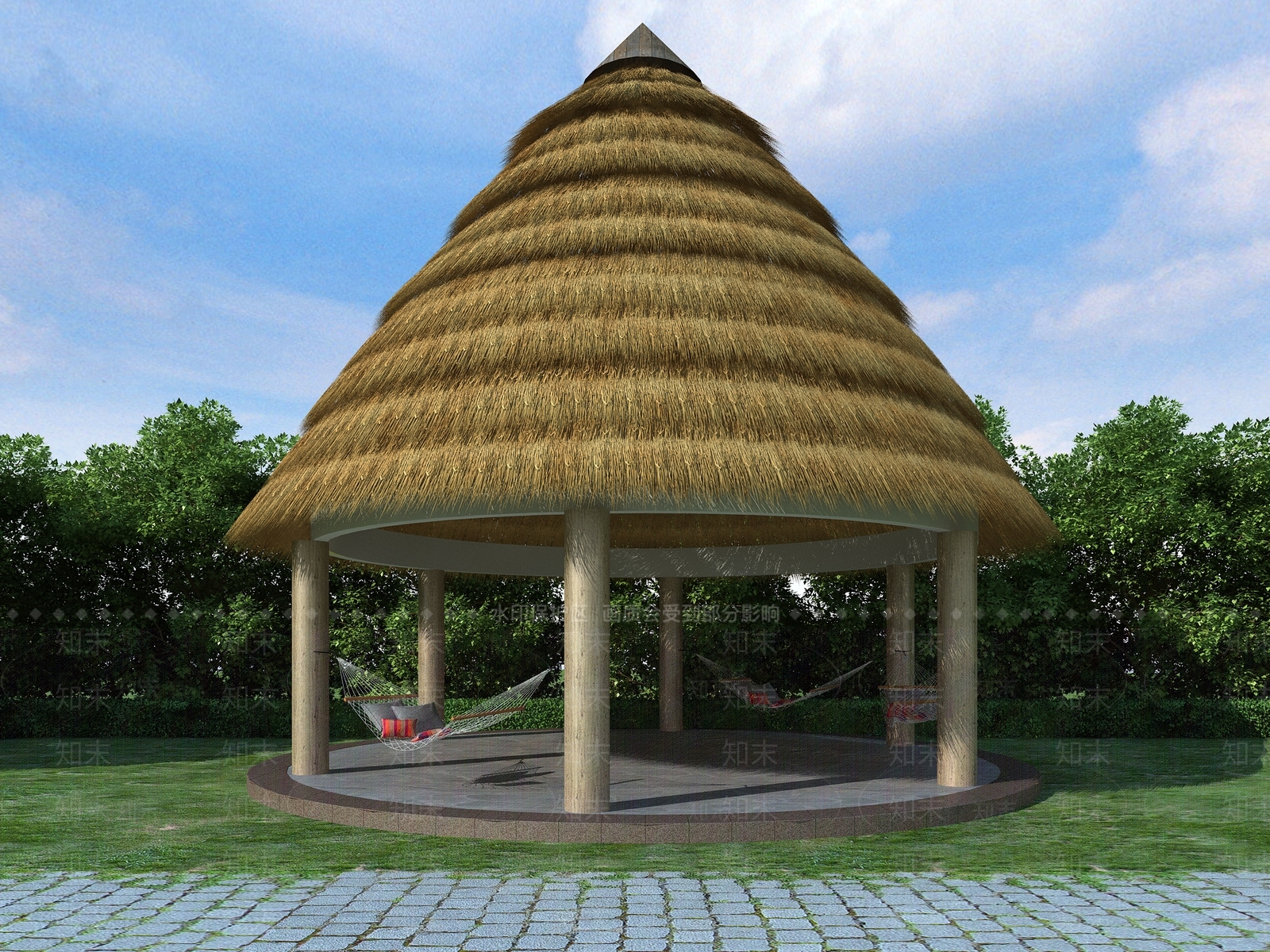 现代新中式亭子3D模型下载【ID:1167325178】