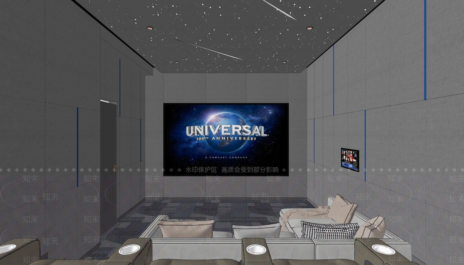 现代星空顶影音室SU模型下载【ID:1120899649】