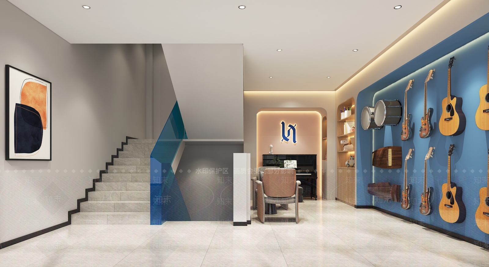 现代培训机构大厅3D模型下载【ID:1120918639】