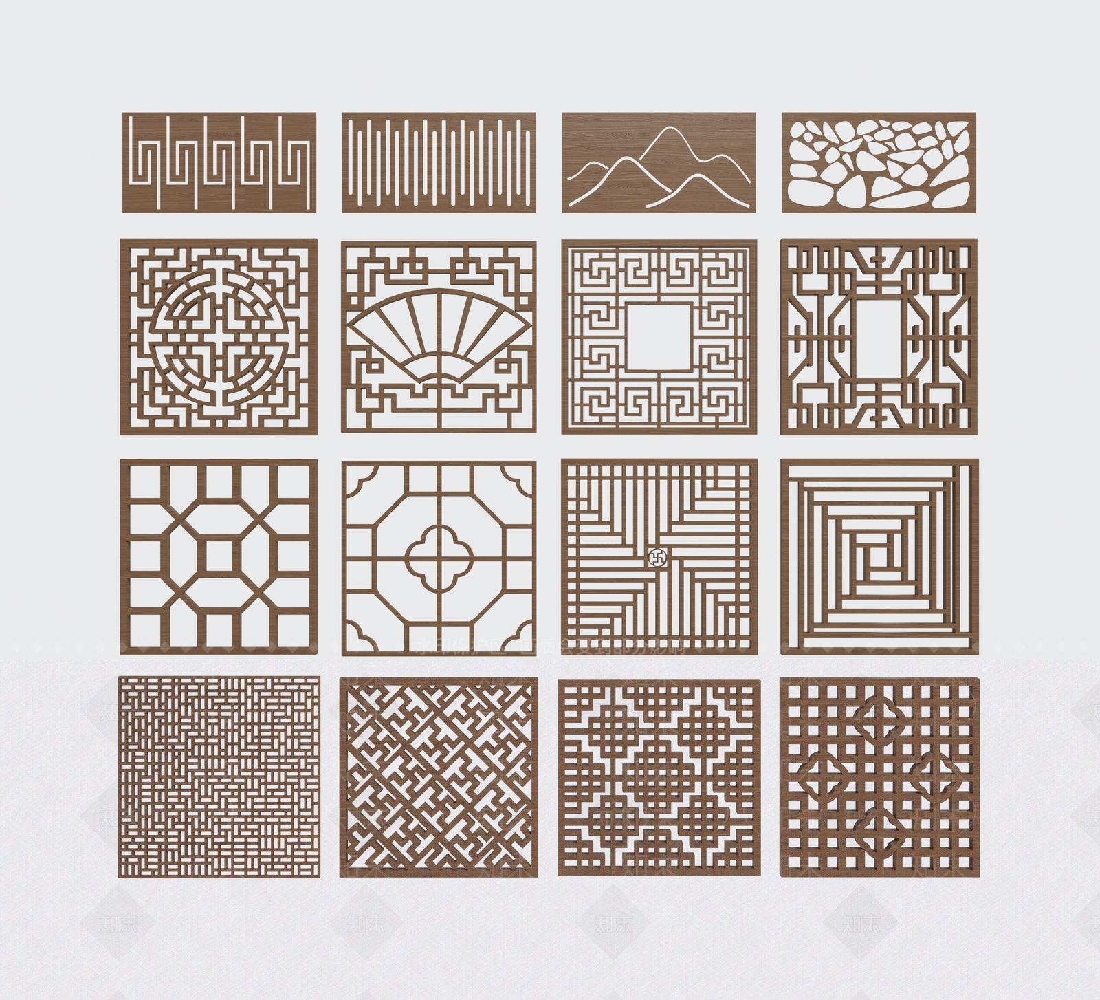 中式镂空窗花3D模型下载【ID:1120926132】