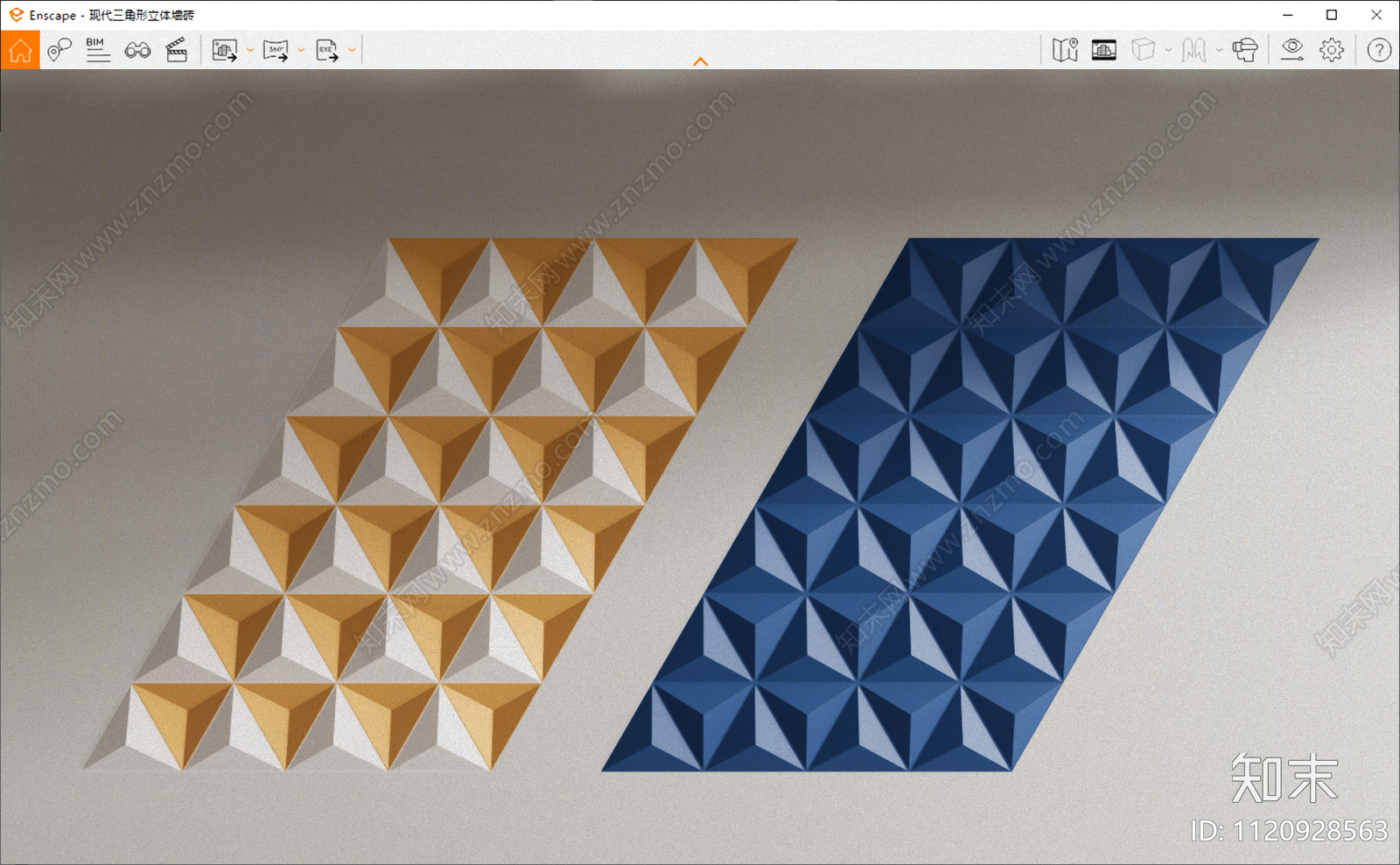 现代三角形立体墙砖SU模型下载【ID:1120928563】