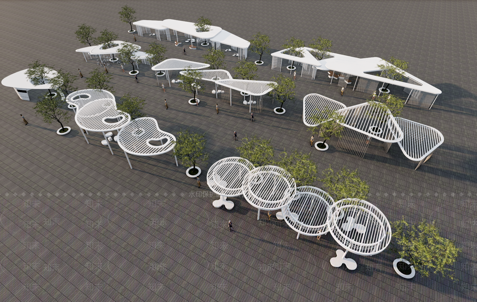 现代廊架花架SU模型下载【ID:1120929815】