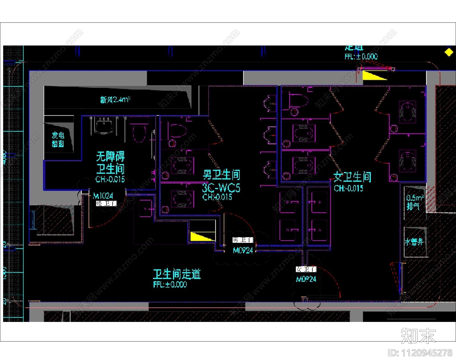 写字楼卫生间门节点详图施工图下载【ID:1120945278】