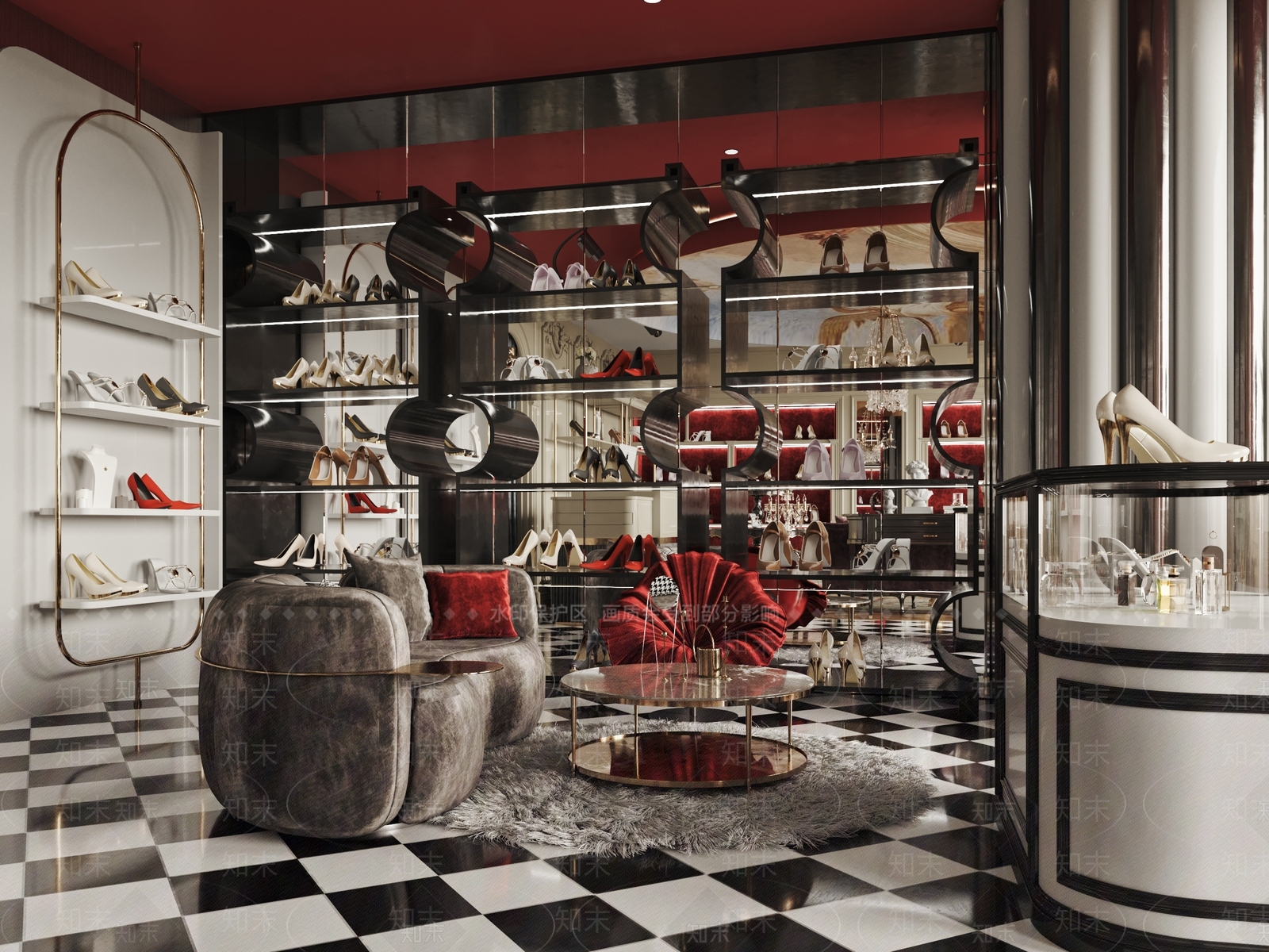 法式轻奢鞋店3D模型下载【ID:1120941418】