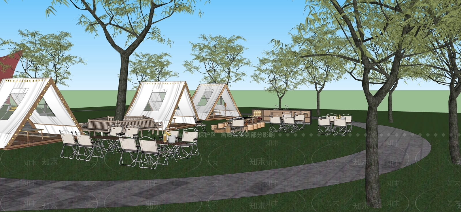 网红露营帐篷SU模型下载【ID:1120944807】