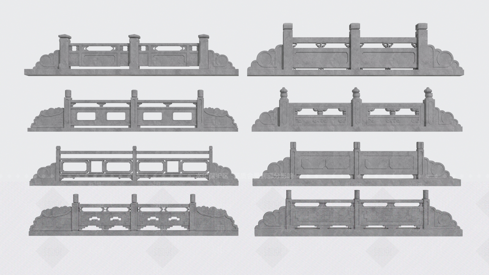 中式石桥护栏3D模型下载【ID:1120946199】