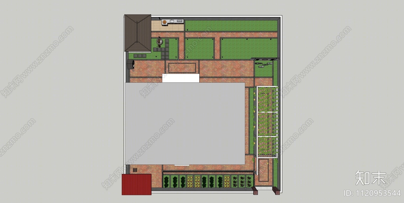 新中式庭院花园SU模型下载【ID:1120953544】