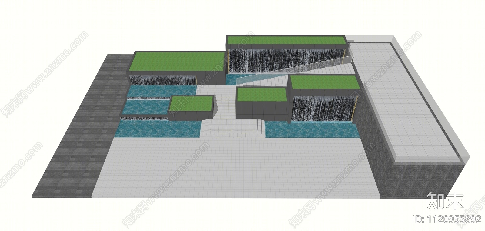 现代台阶景观SU模型下载【ID:1120955892】