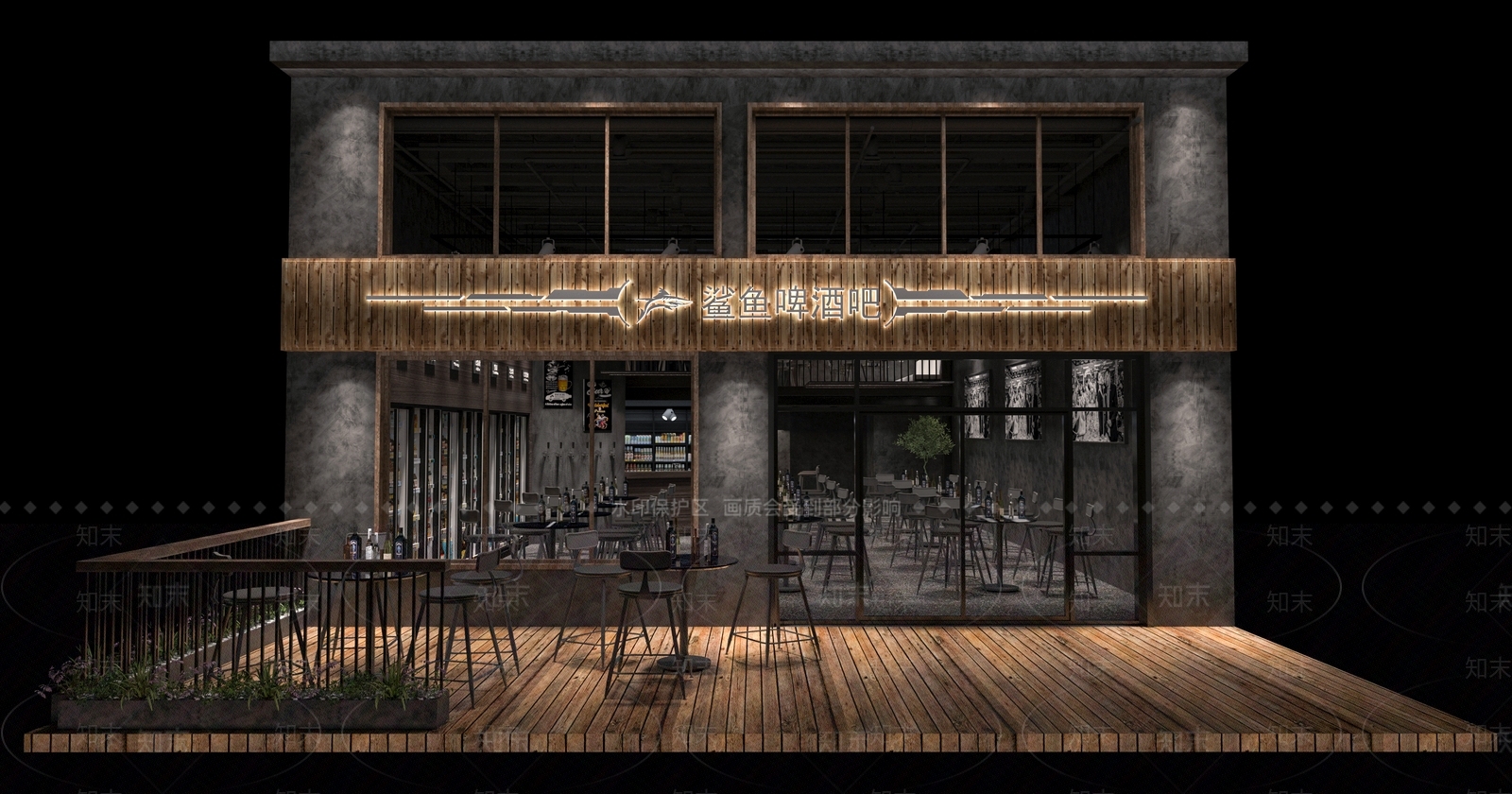 工业风鲨鱼酒吧3D模型下载【ID:1120957938】