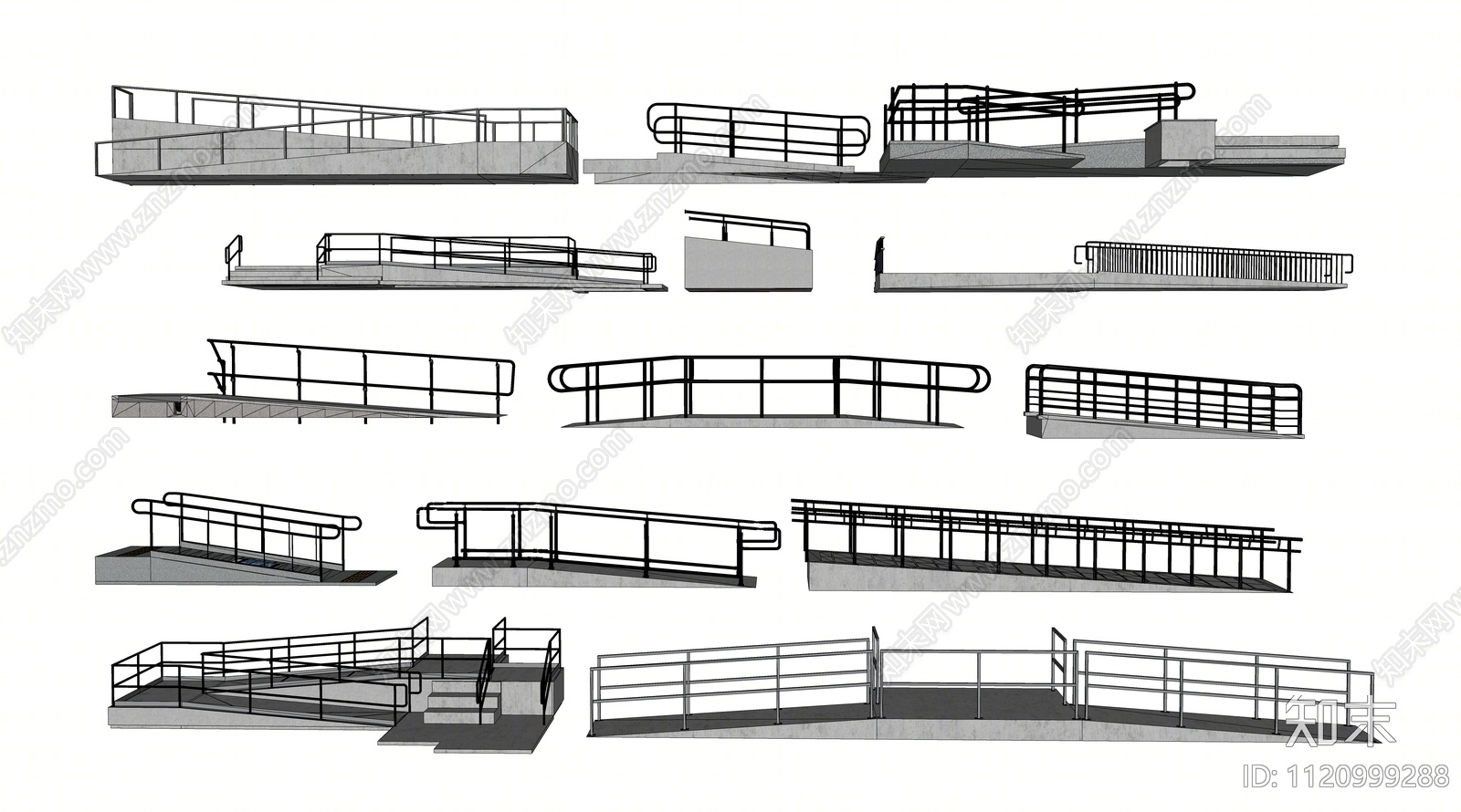 现代无障碍坡道SU模型下载【ID:1120999288】