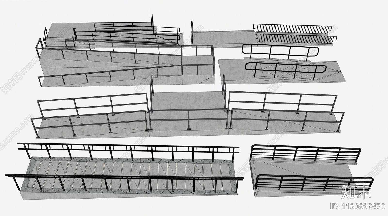 现代无障碍坡道SU模型下载【ID:1120999470】