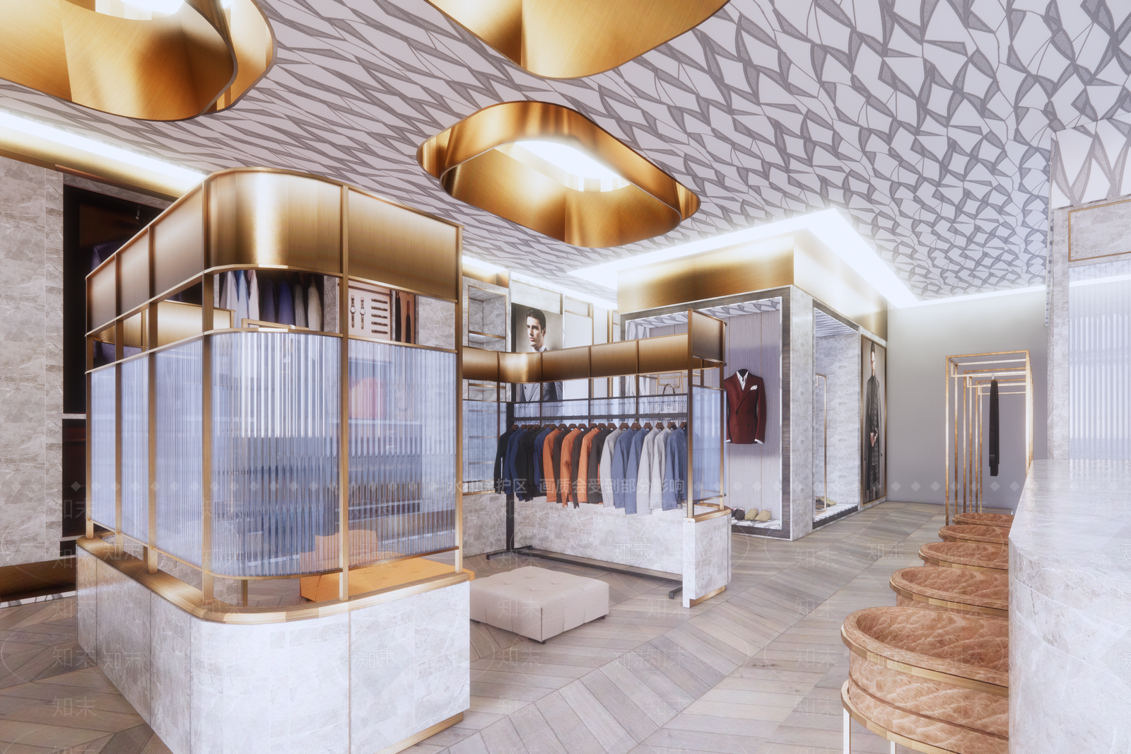 现代西服订制商店SU模型下载【ID:1120999461】