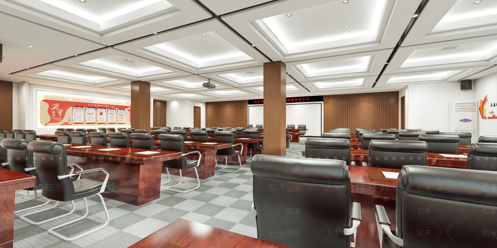 现代党建会议室3D模型下载【ID:1121010863】