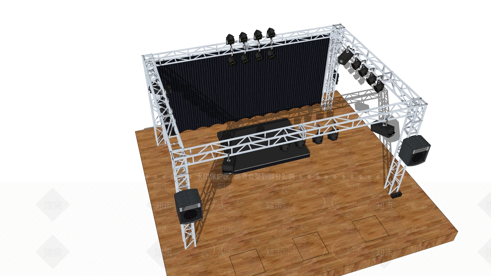 现代室外舞台灯光SU模型下载【ID:1121033559】